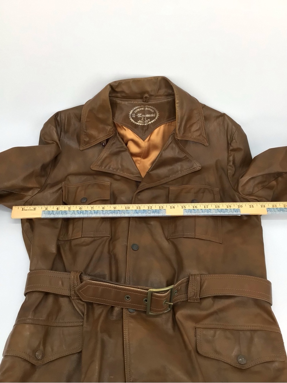 Vintage 70s Kawasaki Dealer Only RARE Genuine Leather Jacket Sz Large Brown Z-1 - Picture 4 of 16